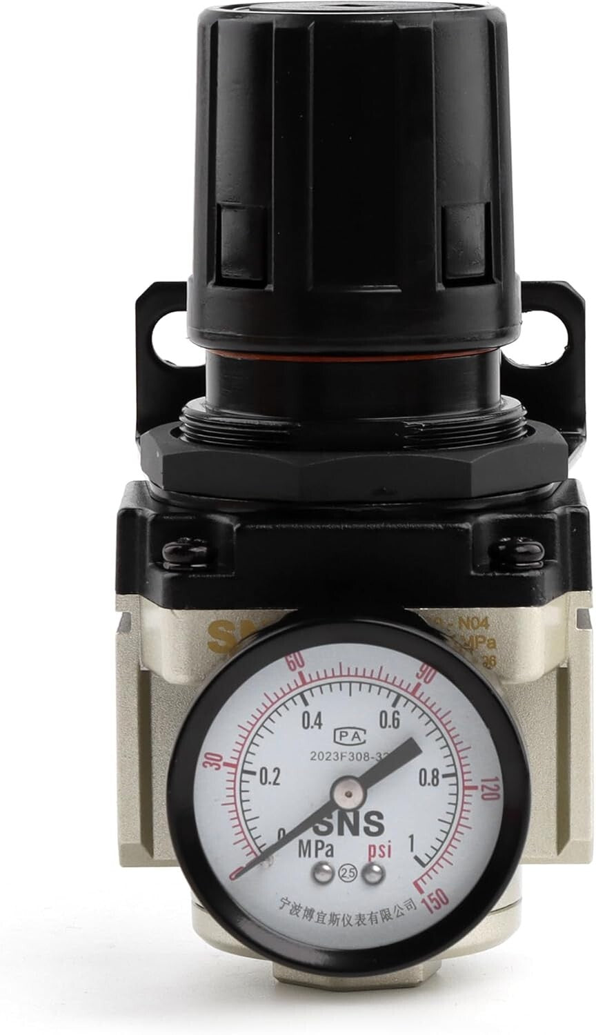 Compact Adjustable 1/2 NPT Air Pressure Regulator with Needle Valve Control