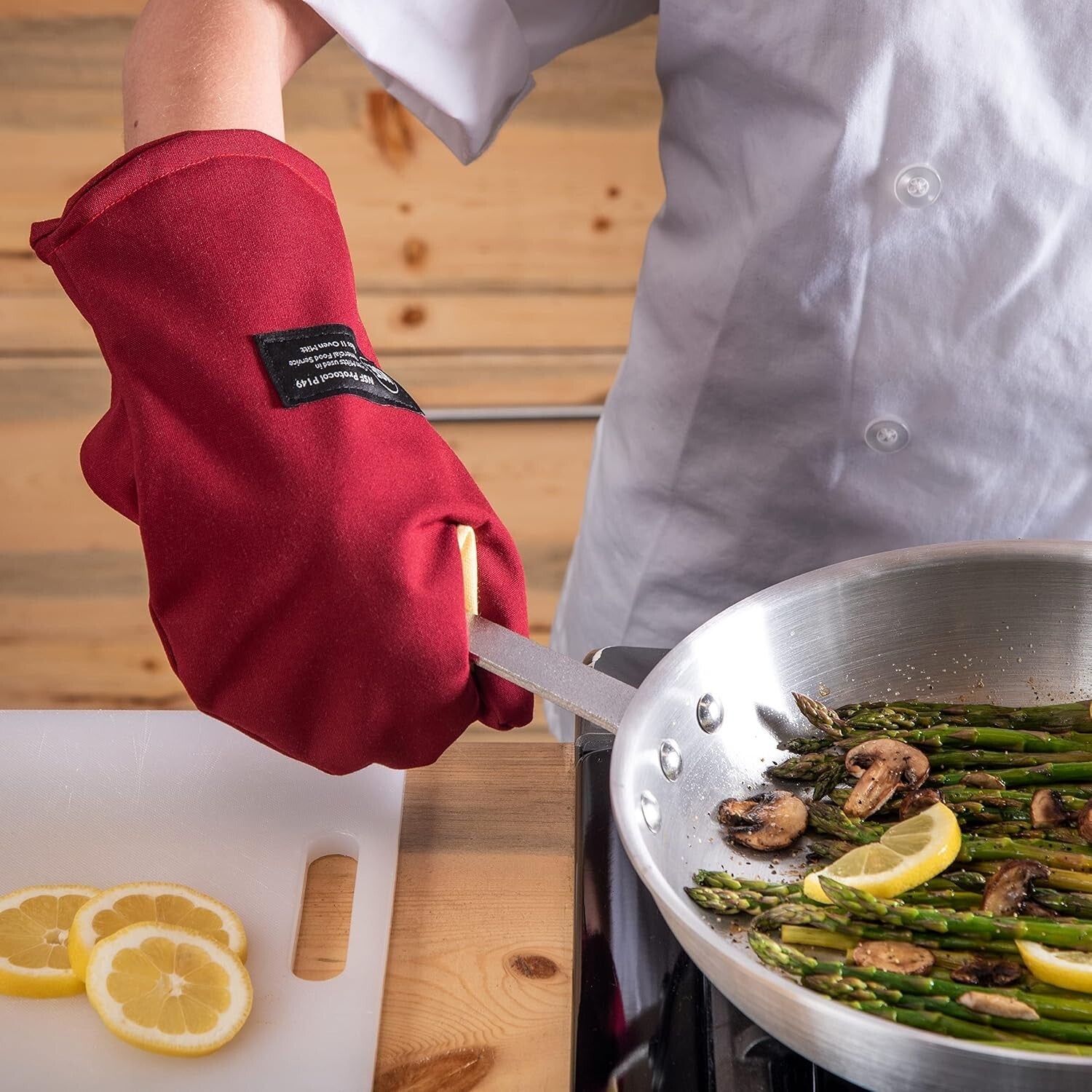 Kool-Tek Heat Protection Oven Mitt - 13” Red with Integrated Storage Solutions