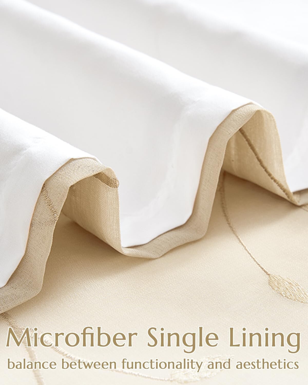 Chic Embroidered Voile Sheer Curtains for Living Room – 84" x 55" Beige Panels