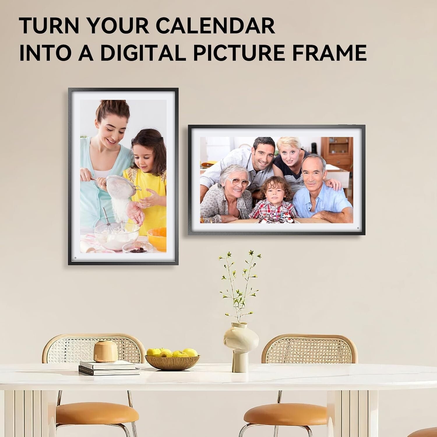 Wall-Mountable 21.5-Inch Digital Calendar & Chore Chart for Family Organization