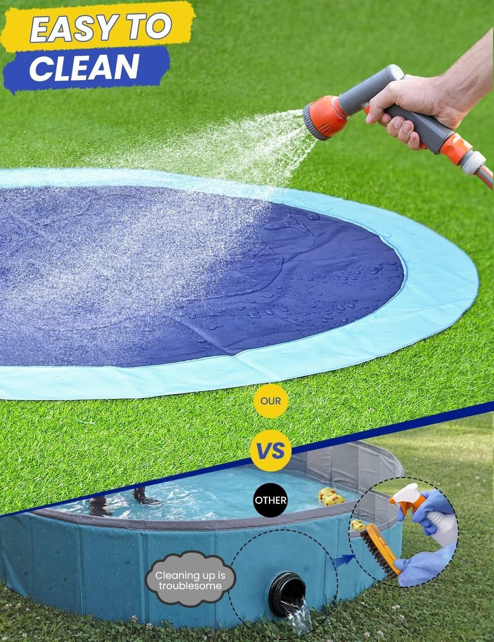 Extra Large 97-Inch Dog Splash Pad - Non-Slip Water Play for Kids & Pets