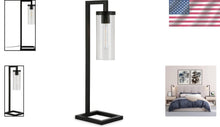 Load image into Gallery viewer, Sleek and Elegant 26" Tall Table Lamp - Blackened Bronze with Seeded Glass Shade