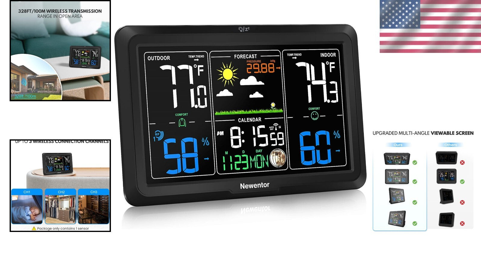 Atomic Clock Outdoor Thermometer & Humidity Monitor - Stylish Home Essential