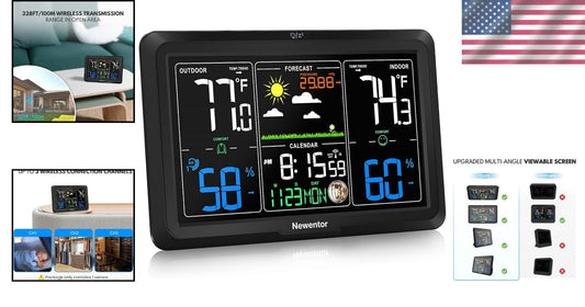 Atomic Clock Outdoor Thermometer & Humidity Monitor - Stylish Home Essential