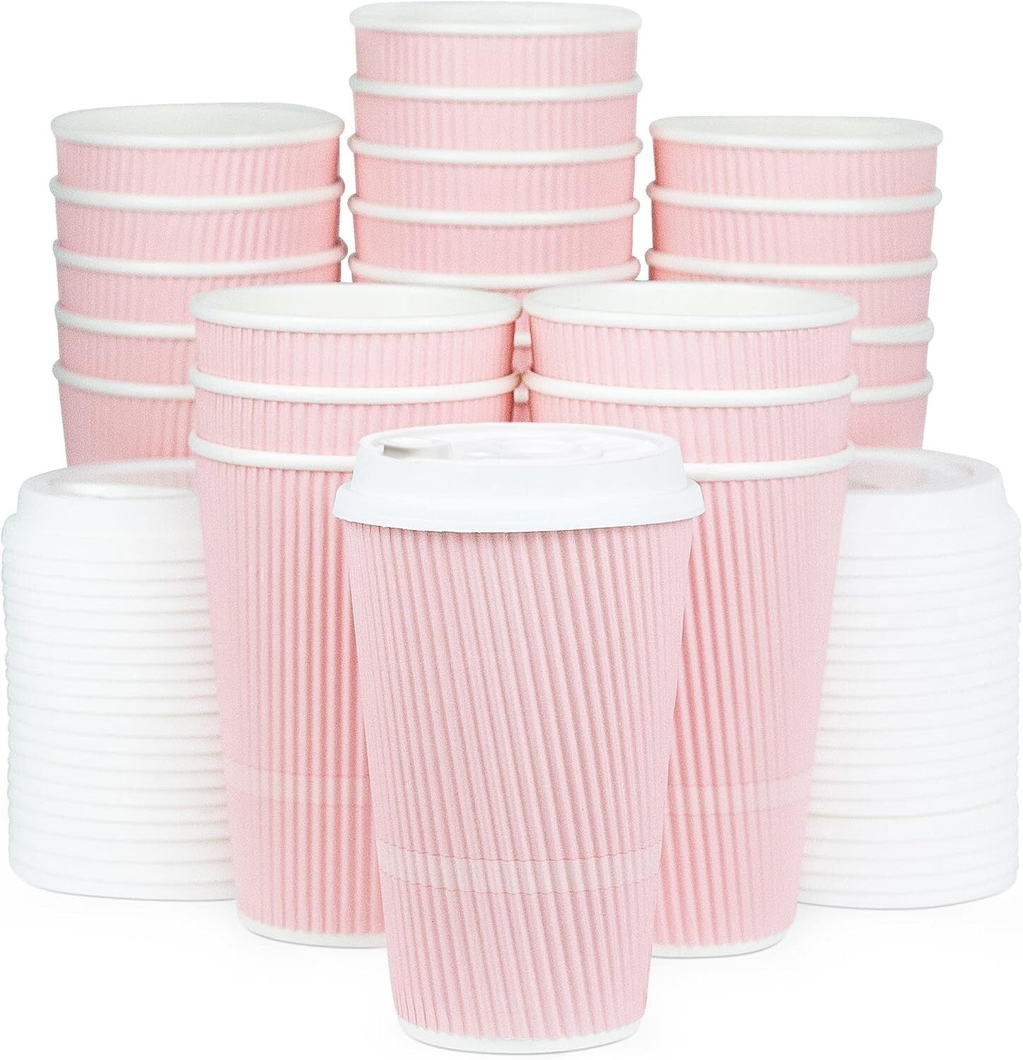 Elegant Pink 16 oz To-Go Coffee Cups - Leak-Proof & Stylish 80 Cup Pack