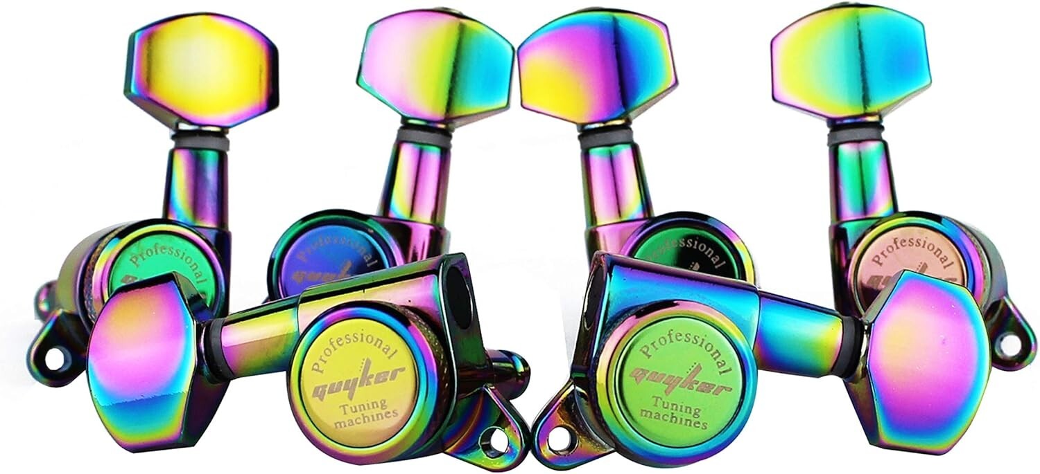 Vibrant Chameleon Rainbow Locking Tuners 3L + 3R for Electric & Acoustic Guitars