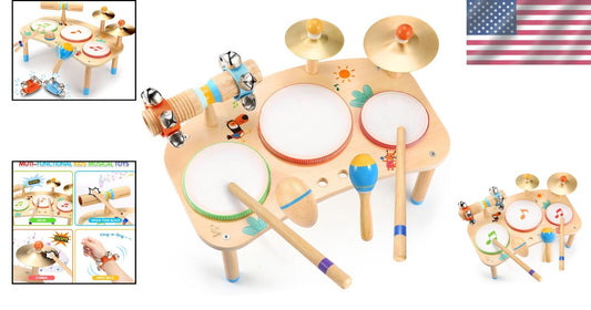 Sturdy Kids Drum Set with Professional Sound - 11 Musical Instruments Included