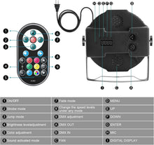 Load image into Gallery viewer, Vibrant 10 Pack 36W RGB LED Par Can Lights for DJ Party &amp; Event Decoration