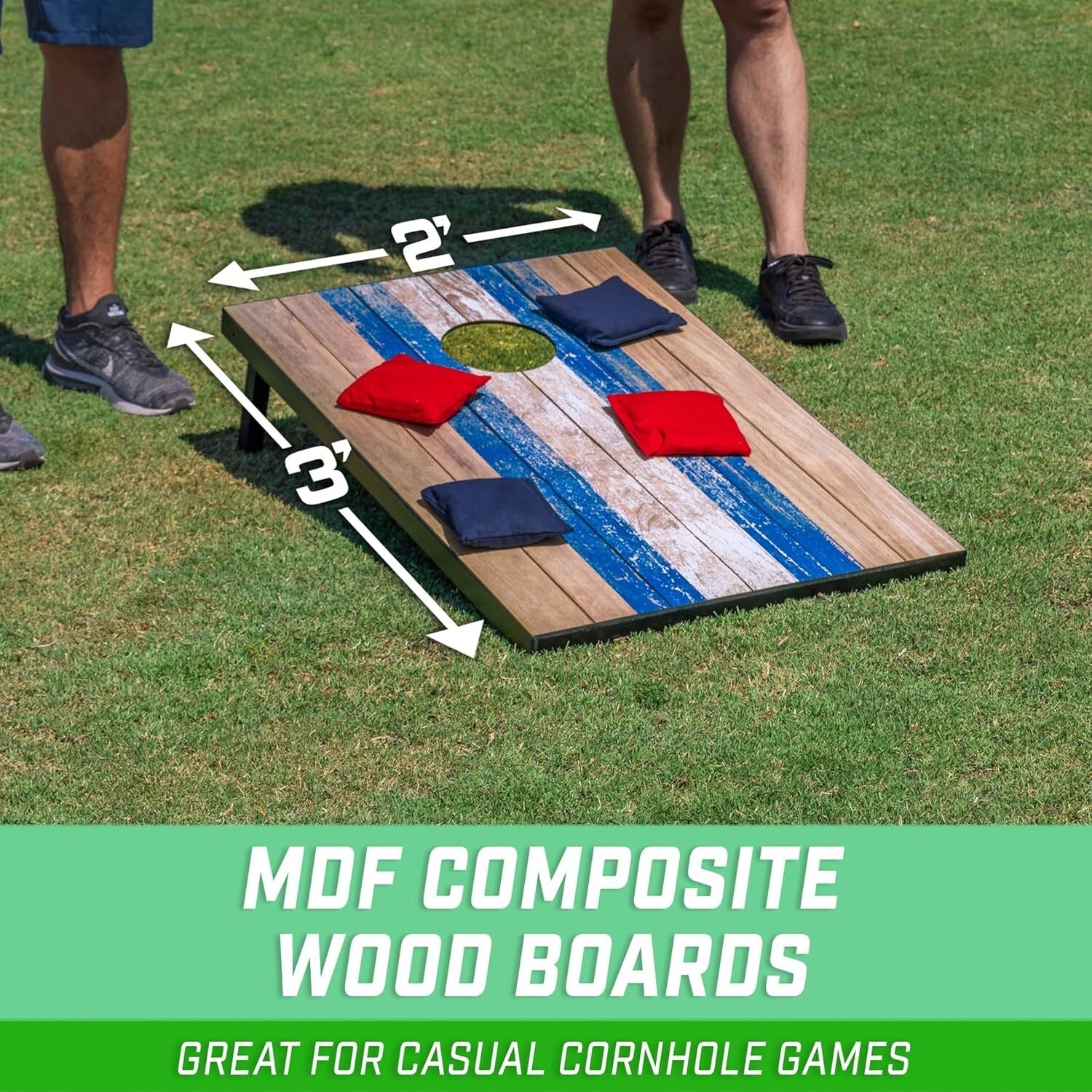 All-Weather Cornhole Set – Portable 3 x 2 Ft Boards with Beans & Rules Included