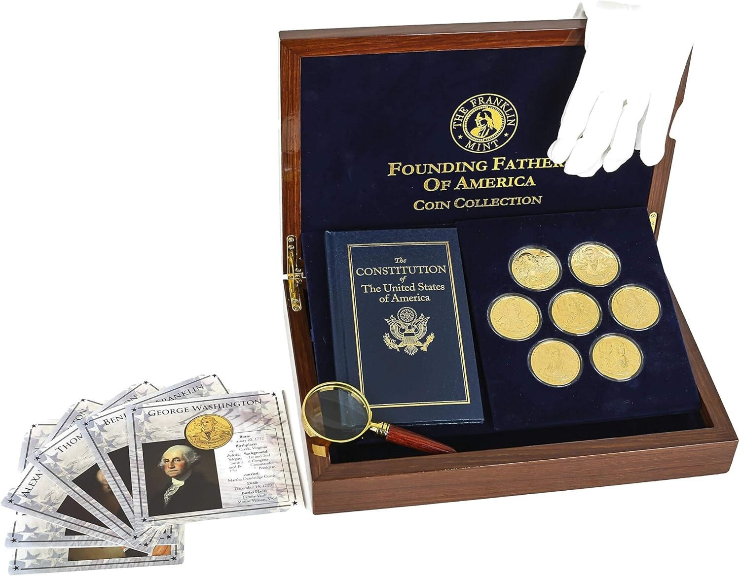 Franklin Mint 24K Gold-Plated Founding Fathers 7-Piece Coin Collection Set