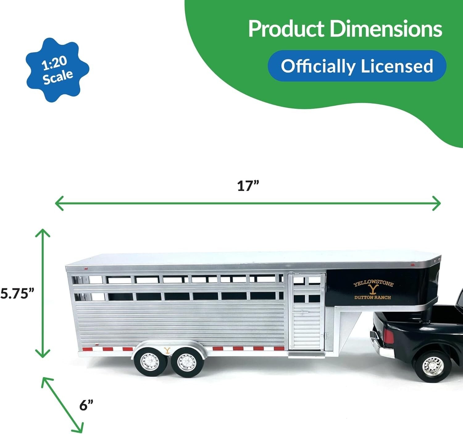 AMT Collectibles - Gooseneck Horse Trailer for Kids & Collectors - 18x6x7 inches