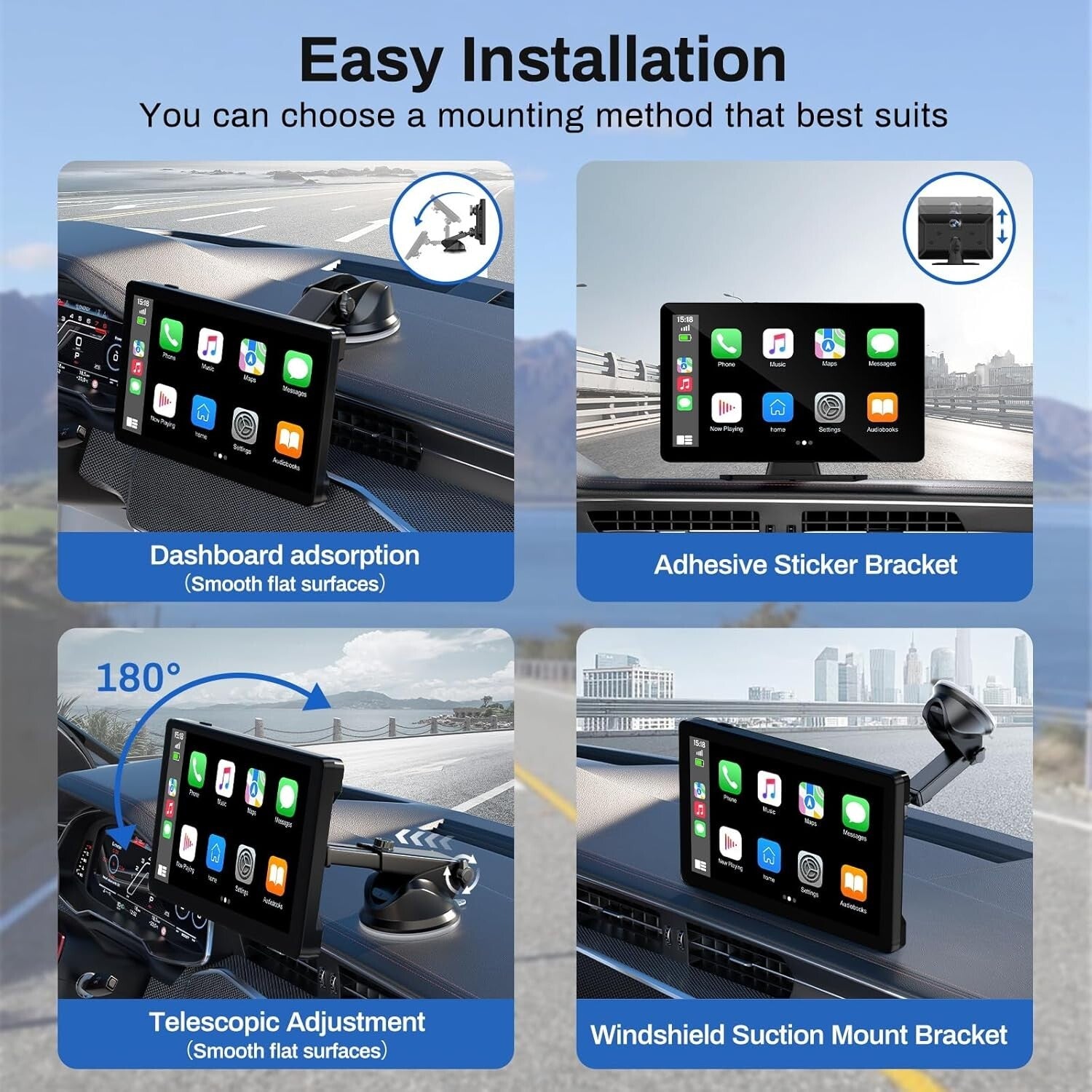 Portable 9-Inch Carplay Screen with 1080p Backup Camera & GPS Navigation