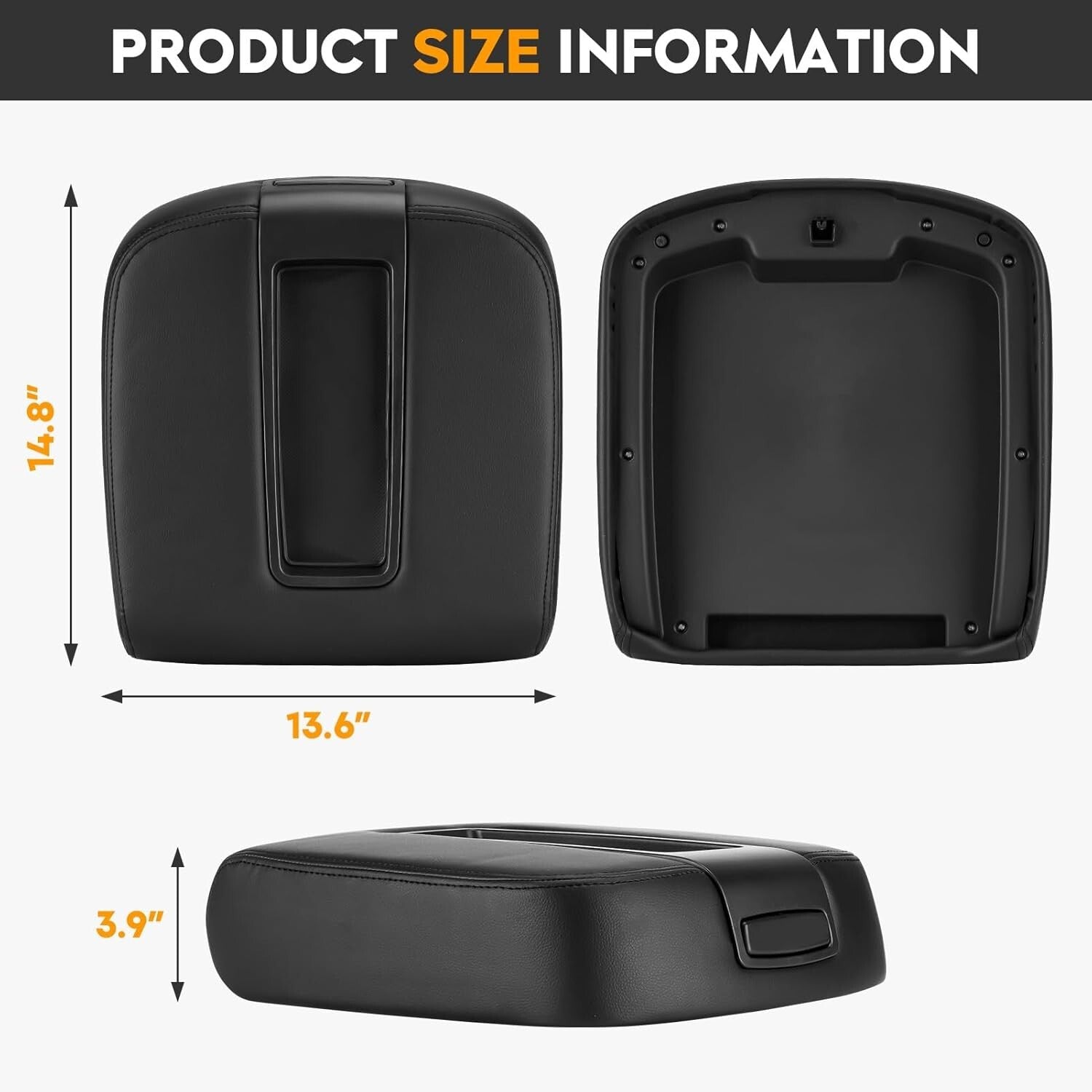 Black Center Console Armrest Lid Cover for Chevy/GMC 07-14 Models - Easy Install