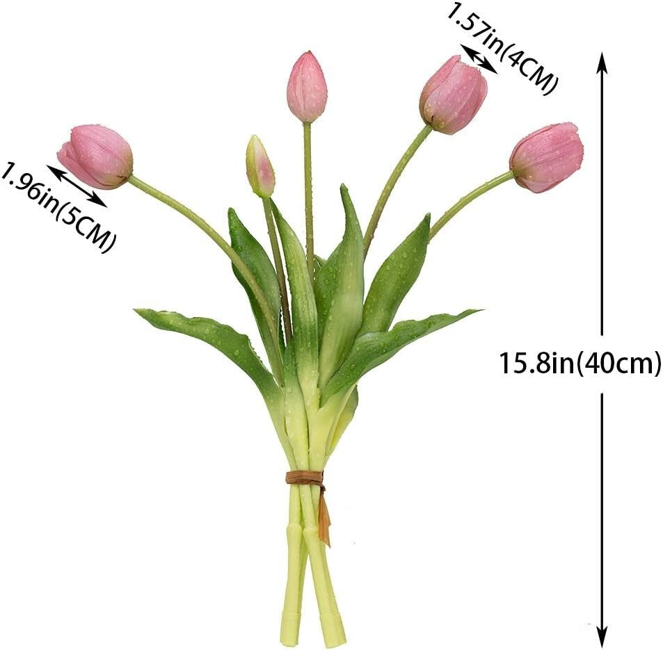 Flexible Stems Real Touch Artificial Tulips - 40pcs for DIY Floral Arrangements