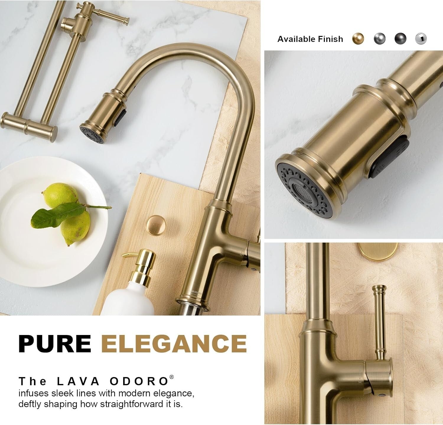 High Arc Brushed Bronze Kitchen Faucet with Dual Function Sprayer and Deck Plate