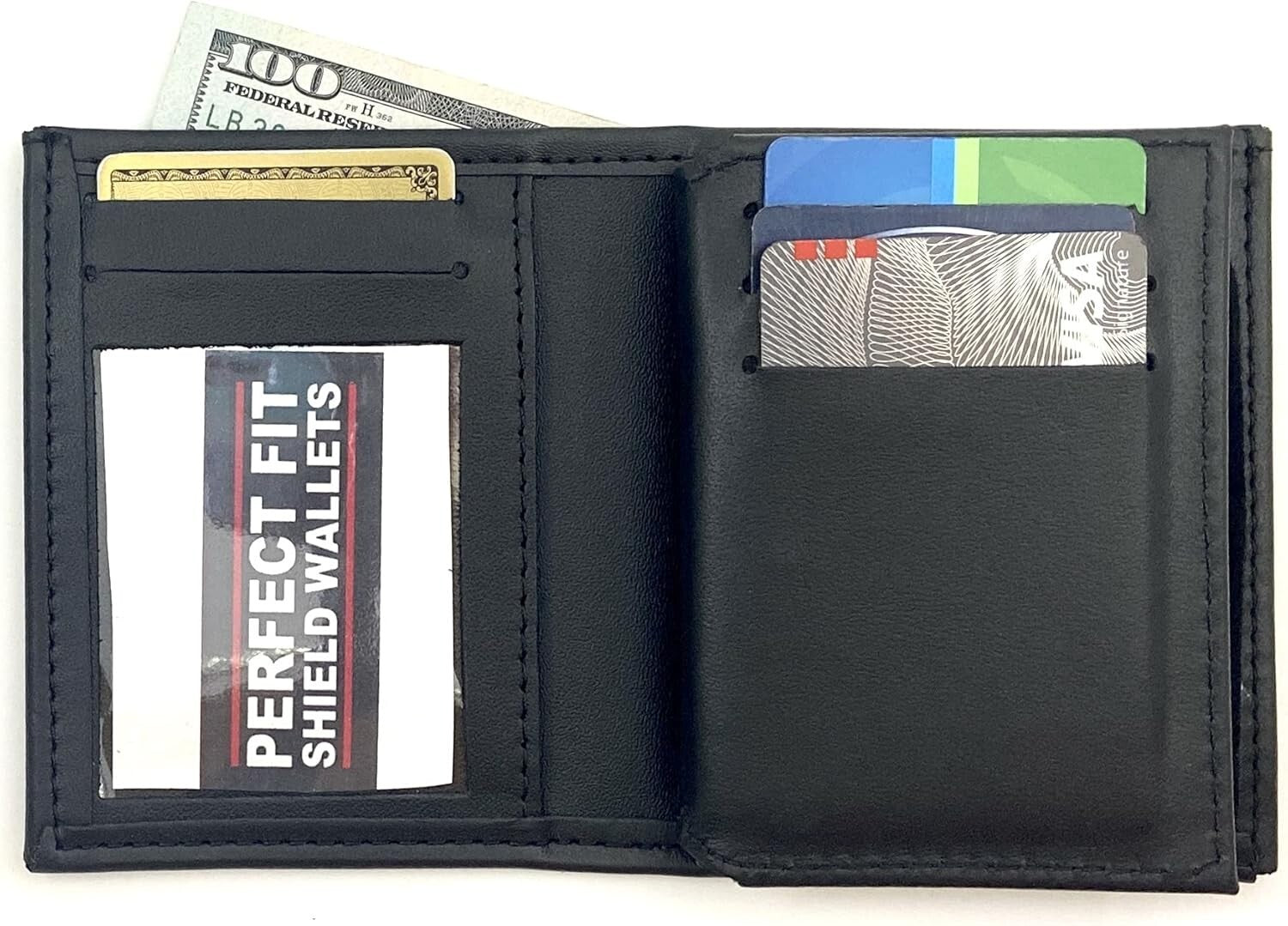 Compact Leather Badge Wallet for Police and Security - Fits Blackington 296