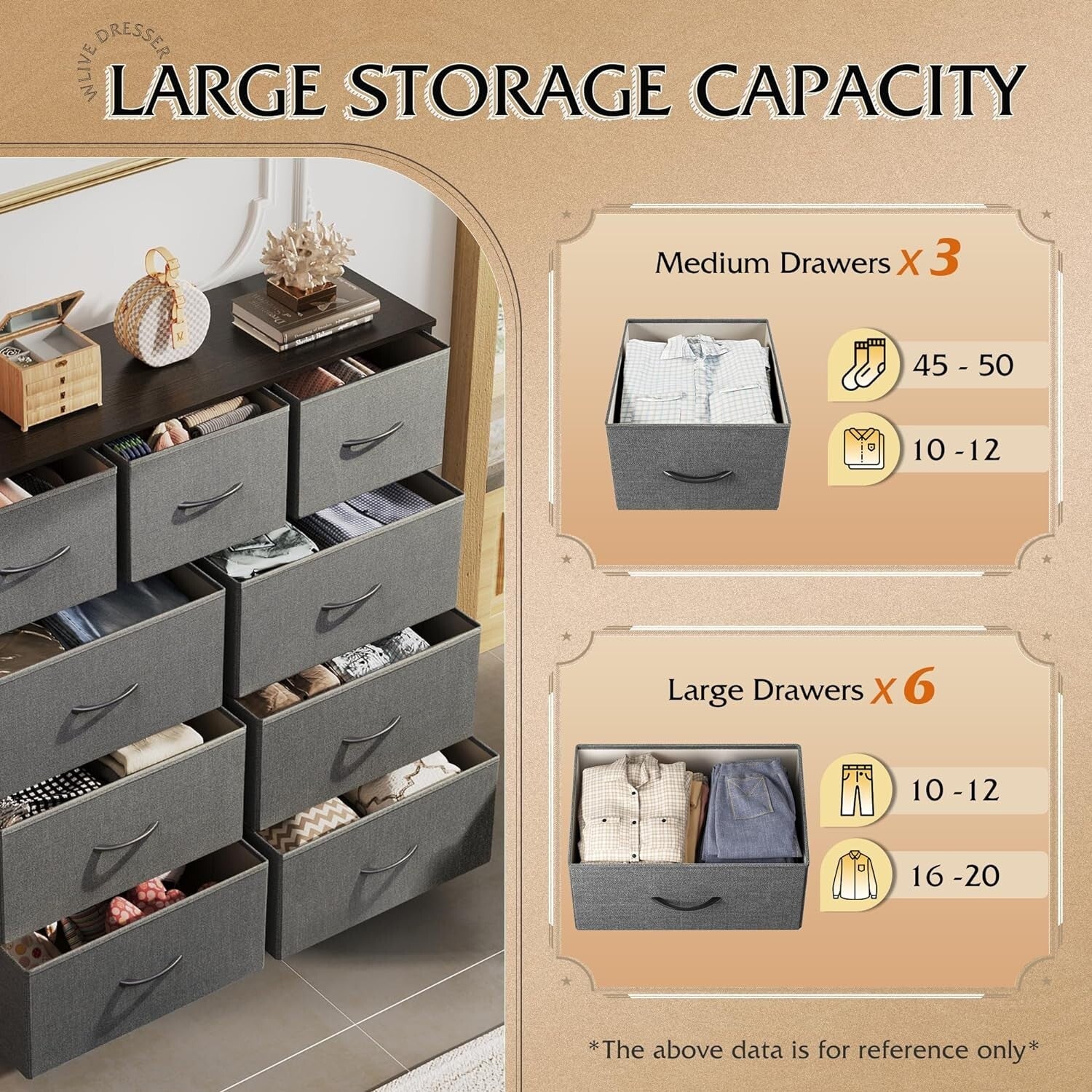 9-Drawer Tall Storage Unit for Bedroom & Entryway - Dark Grey Organized Elegance