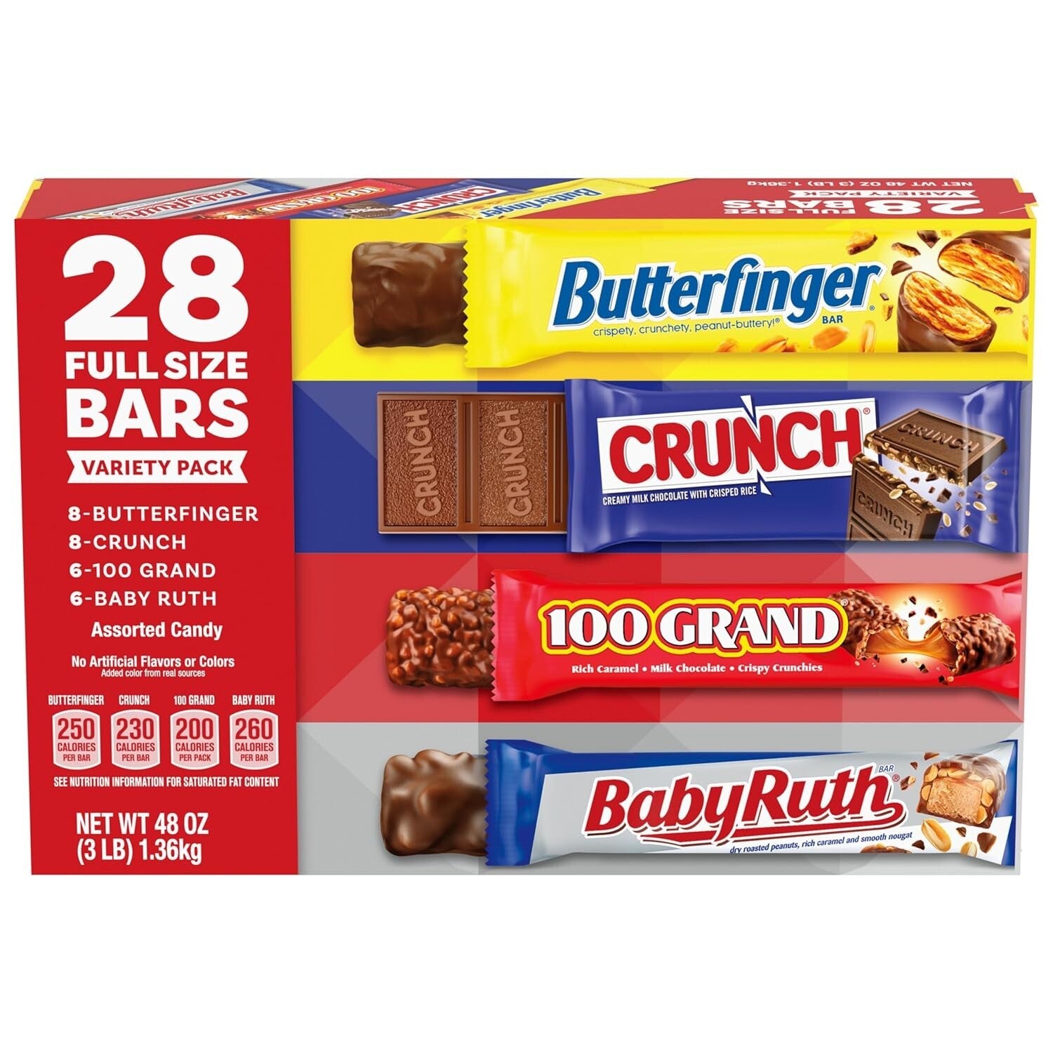Classic Assorted Chocolate Candy Bars in Bulk - CRUNCH, Baby Ruth & 100 Grand