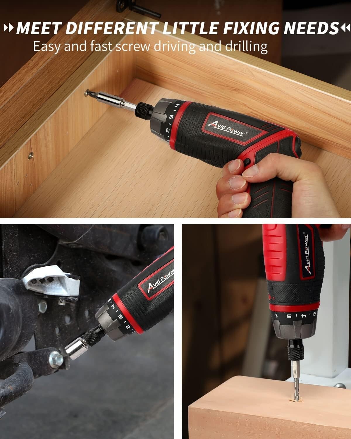 Compact 4V Electric Screwdriver Kit with 200 RPM Speed & Dual Position Handle