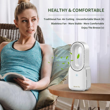 Load image into Gallery viewer, Rechargeable Bladeless Desk Fan with 5-Color LED Light - 3 Speed Quiet Operation