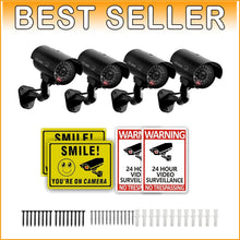 Load image into Gallery viewer, Realistic LED Fake Security Camera Set with Warning Signs - 8 Essential Pieces