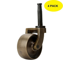 Load image into Gallery viewer, Antique Brass Caster Wheels - 4-Pack Heavy Duty Swivel Casters for Furniture