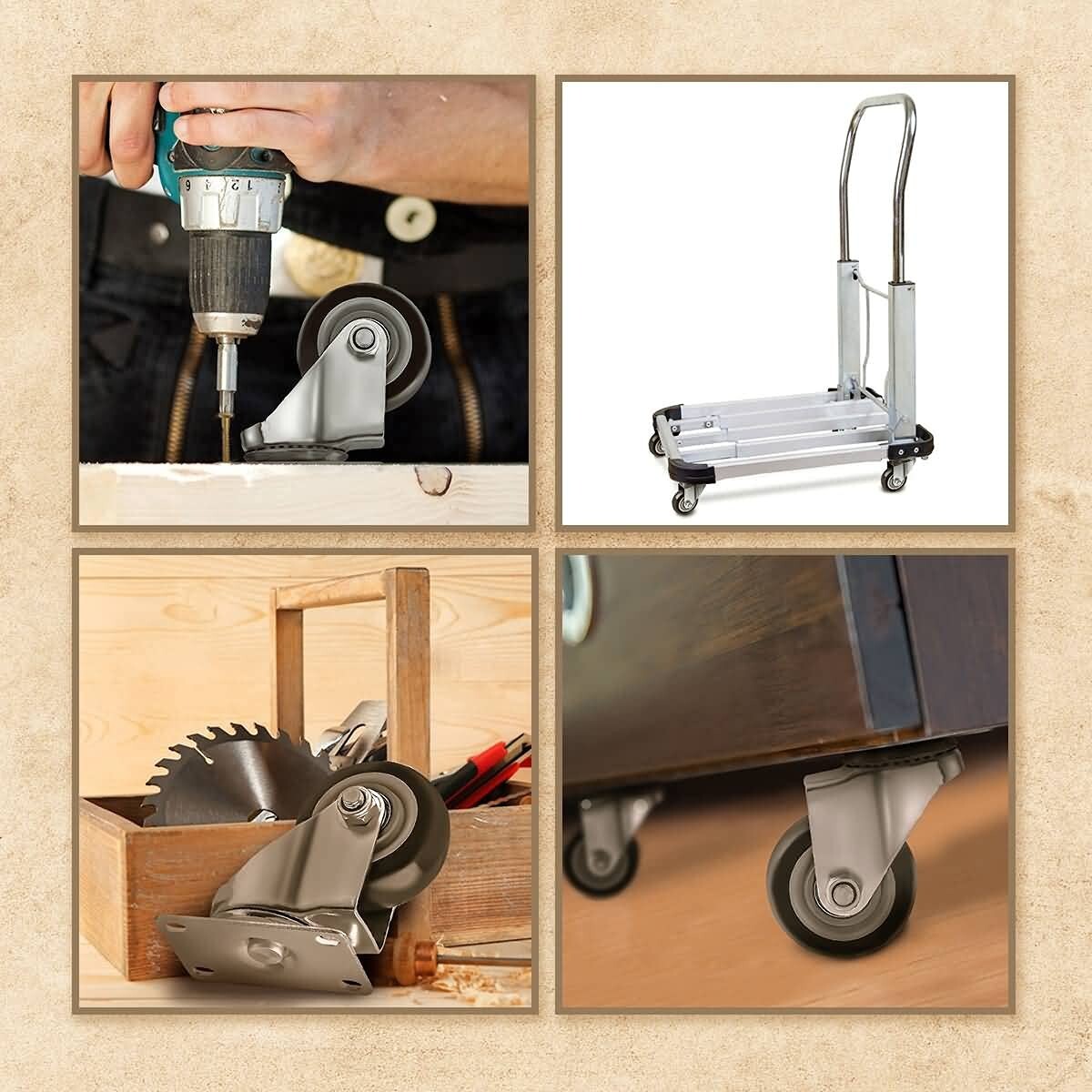 8 Pack Heavy-Duty 3" Swivel Plate Casters with Brakes for Effortless Mobility