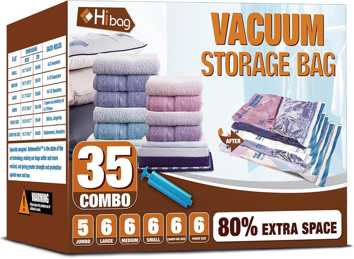 35-Pack Vacuum Storage Bags - Space Saver Solution for Clothing & Bedding