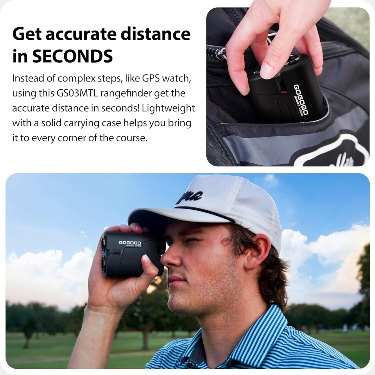 Precision Laser Golf/Hunting Rangefinder up to 1000 Yards with 6x Magnification