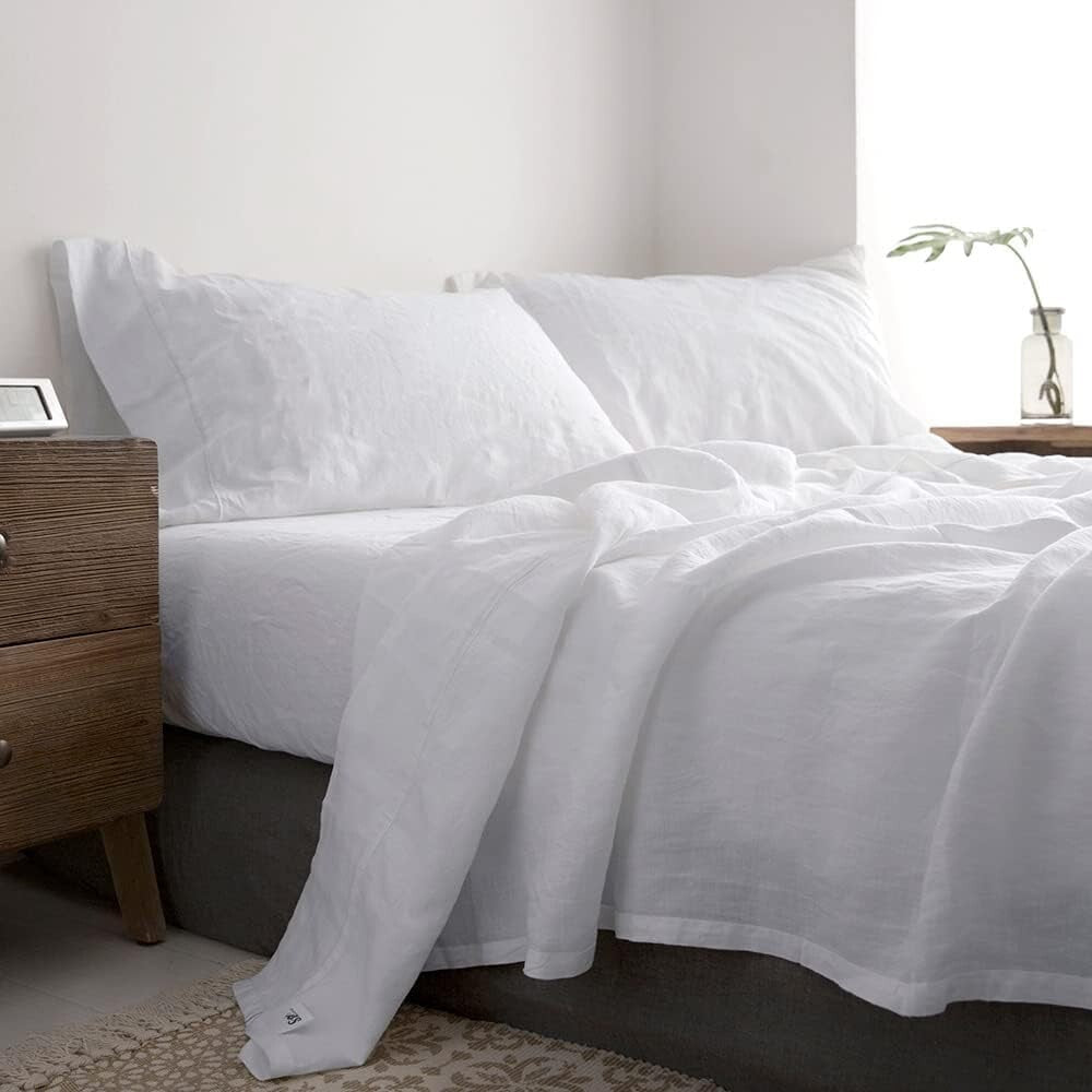 Elegant 4-Piece King Linen Sheet Set - Deep Fitted and Breathable Comfort