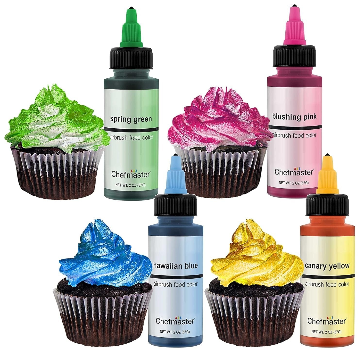 Edible Airbrush Food Colors - 12 Vibrant Shades with Convenient Dispenser