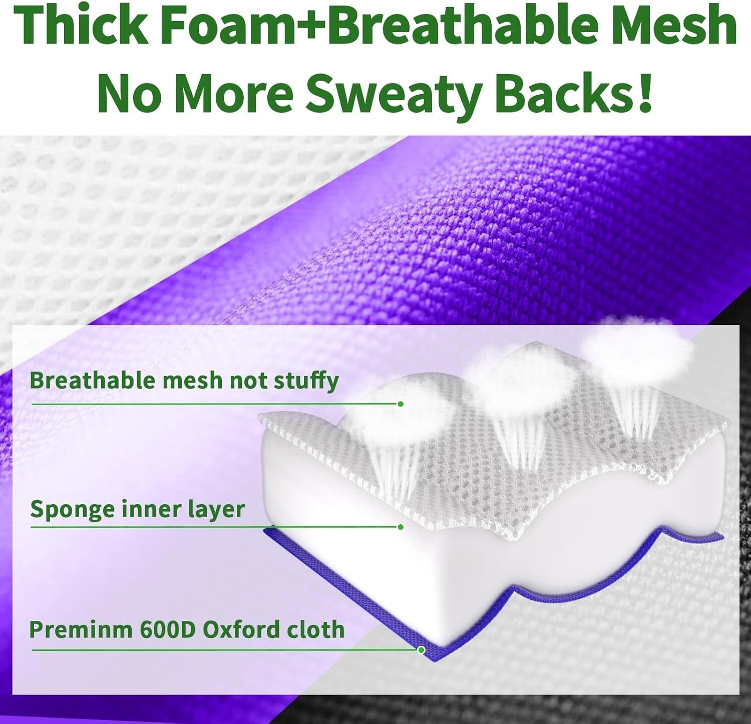 Extra Large Folding Camping Chair - 400lbs Support - Lightweight Purple Design