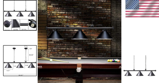 Vintage Black 3-Light Pool Table Light - Modern Industrial Chandelier Elegance