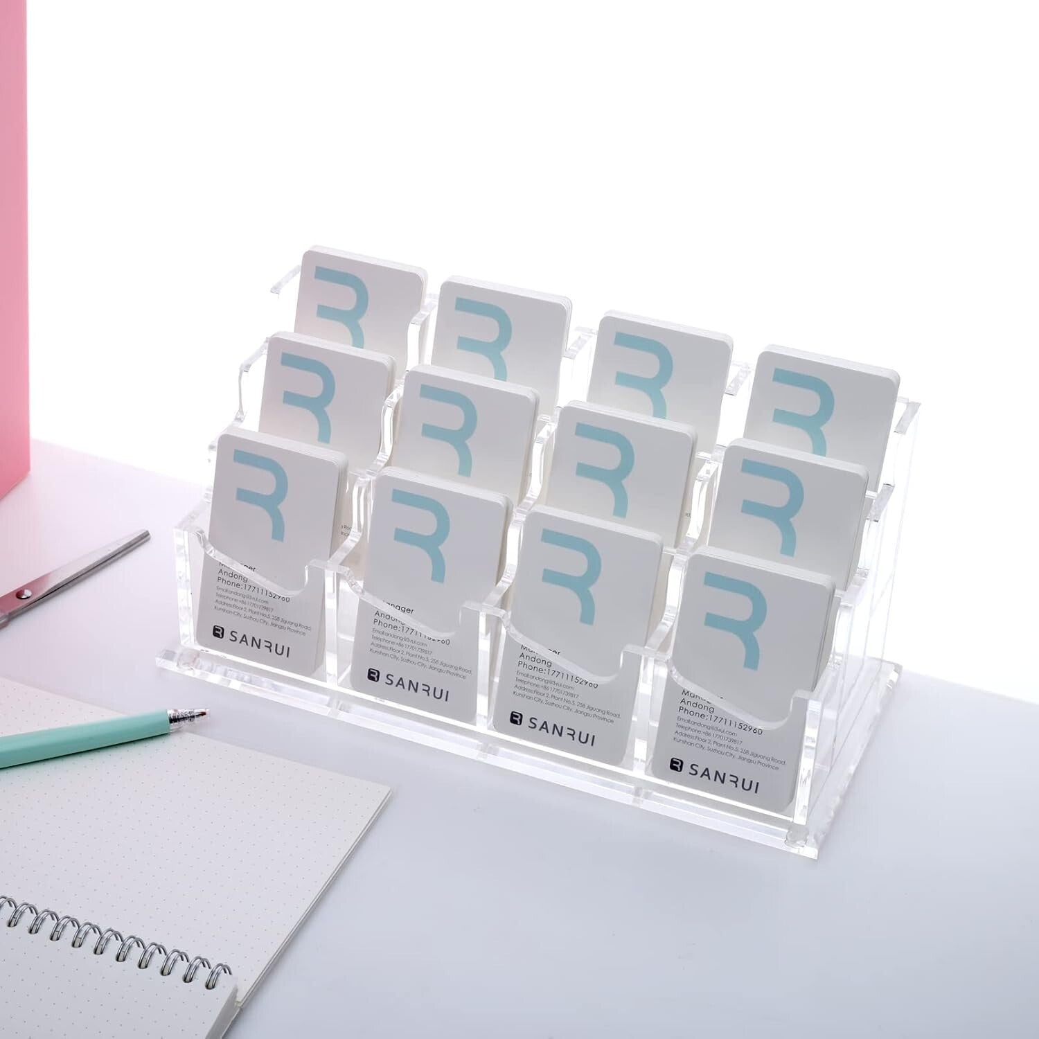 Elegant 3-Tier Acrylic Business Card Holder - Clear Display for Professionals