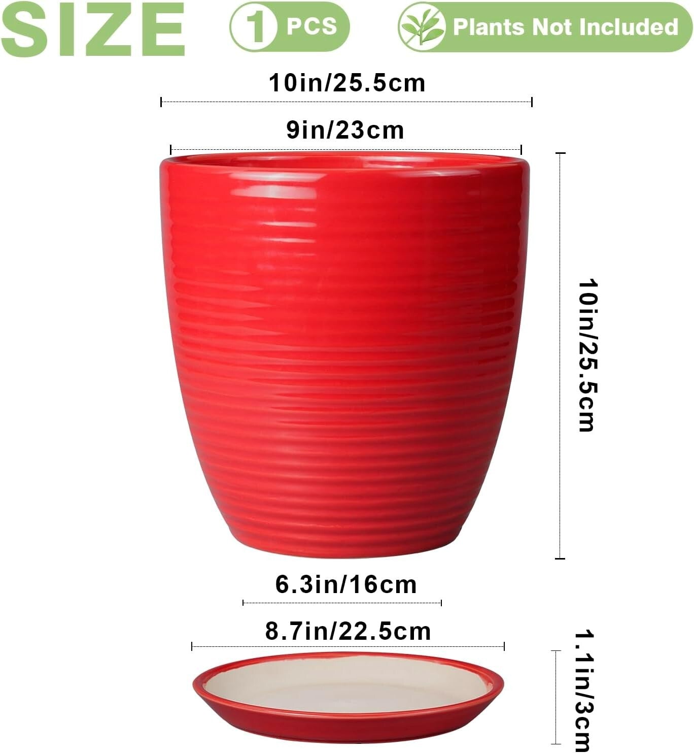 Stylish Round Red Ceramic Planter 10 Inch - Perfect for Flowers & Gifts