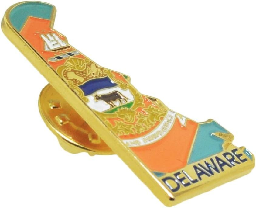 Gold Plated 50 US State Lapel Pins Set - Enamel Finish & Secure Clutch Back