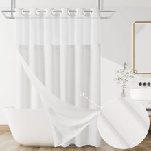 Load image into Gallery viewer, Water-Resistant Linen Shower Curtain with Removable Liner &amp; Top Window Design