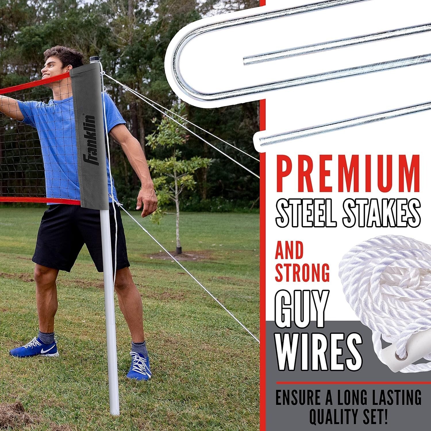 Champion Badminton Net Set - Sturdy Poles, Rackets, and Birdies for Backyard Fun