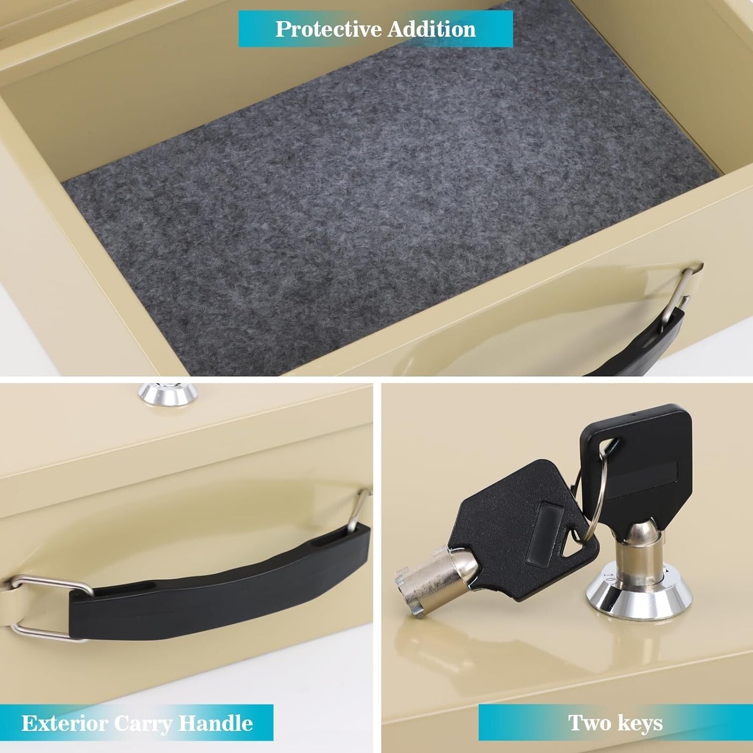 Fire Resistant Portable Lock Box - 0.3 Cubic Feet Safe for Documents & Valuables