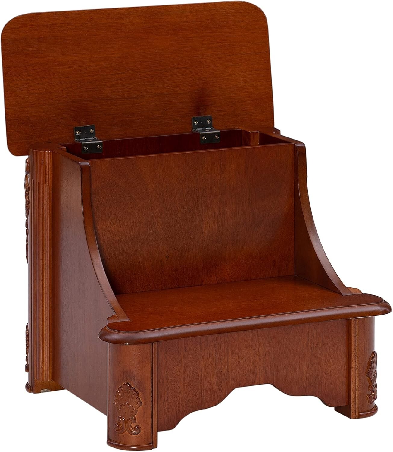 Compact Woodbury Mahogany Step Stool with Hidden Storage - Bedroom Elegance