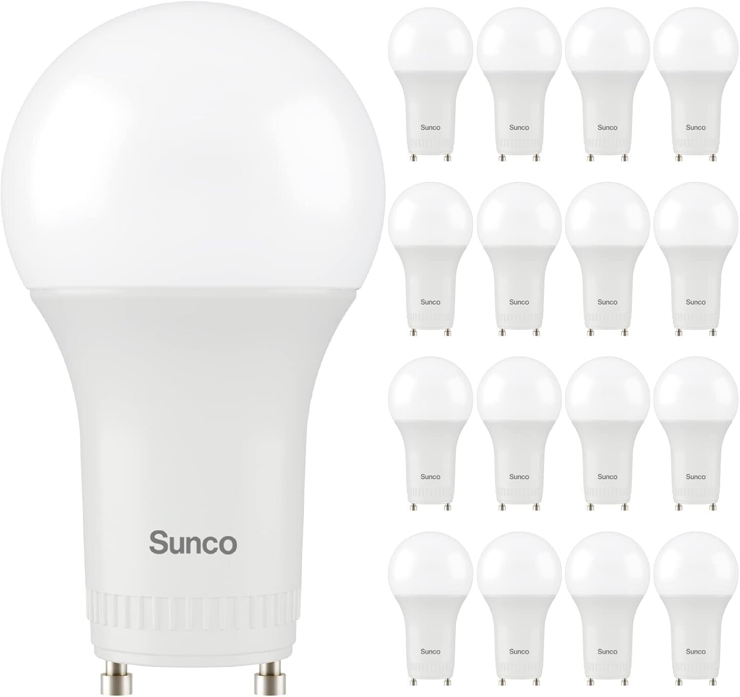 Energy-Efficient 9W GU24 LED A19 Bulbs - 16 Pack, Dimmable & Shatter Resistant
