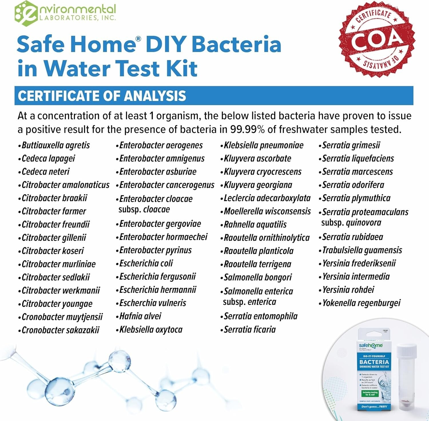 EPA Certified DIY Bacteria Test Kit - Fast Results in 24 Hours, 4 Count