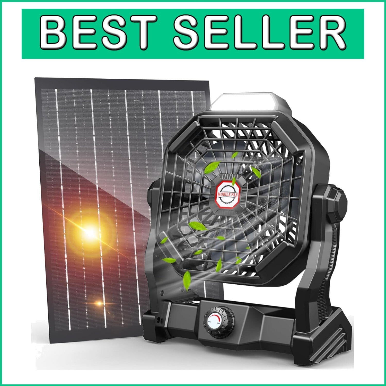 7W Solar-Powered Tent Fan with Bladeless Design & LED Light - Perfect for BBQs