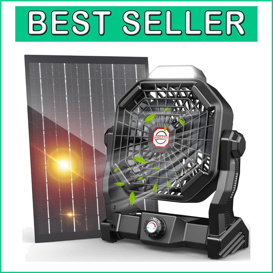 7W Solar-Powered Tent Fan with Bladeless Design & LED Light - Perfect for BBQs