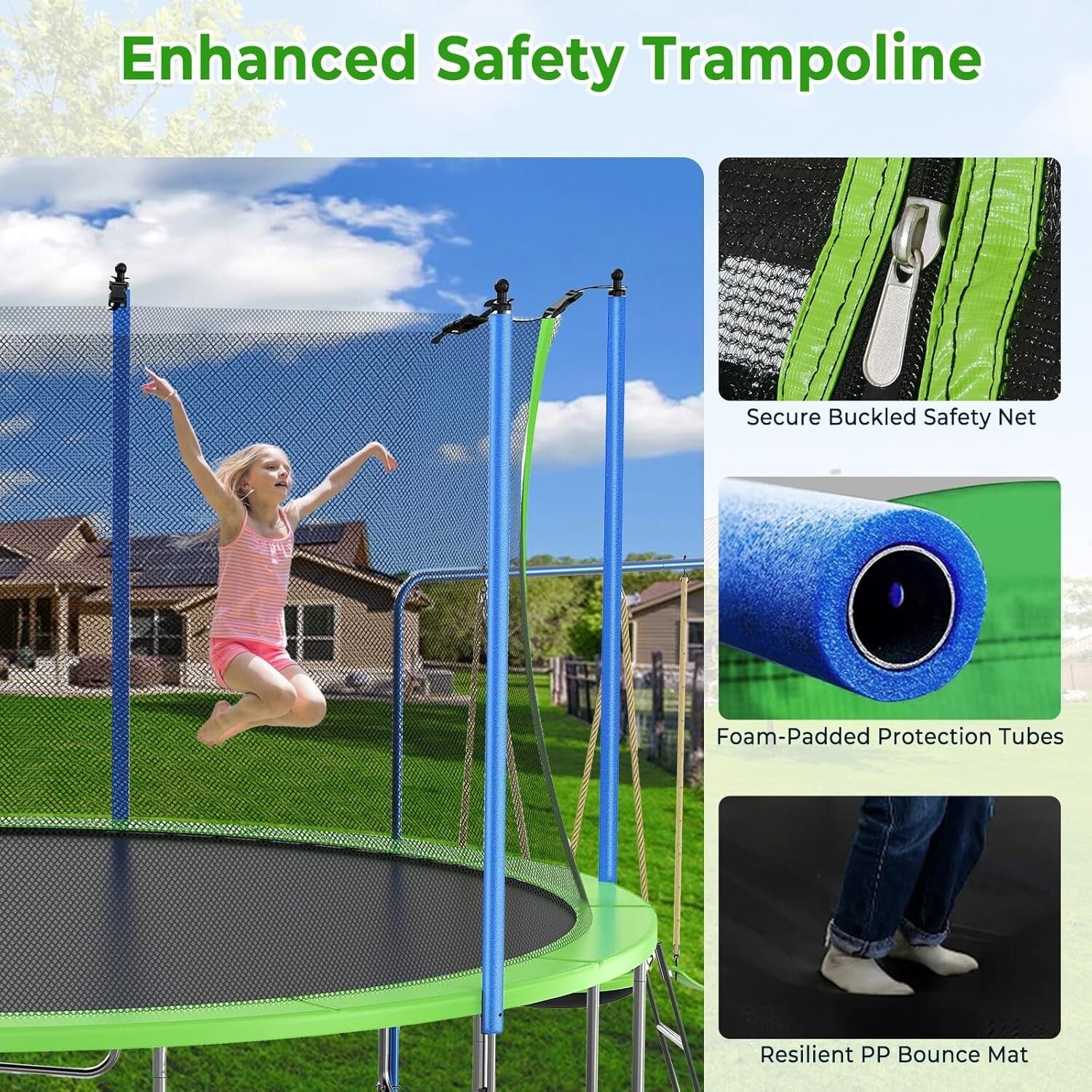 Ultimate 14FT Trampoline Set with Slide, Swings & Basketball Hoop - Family Fun