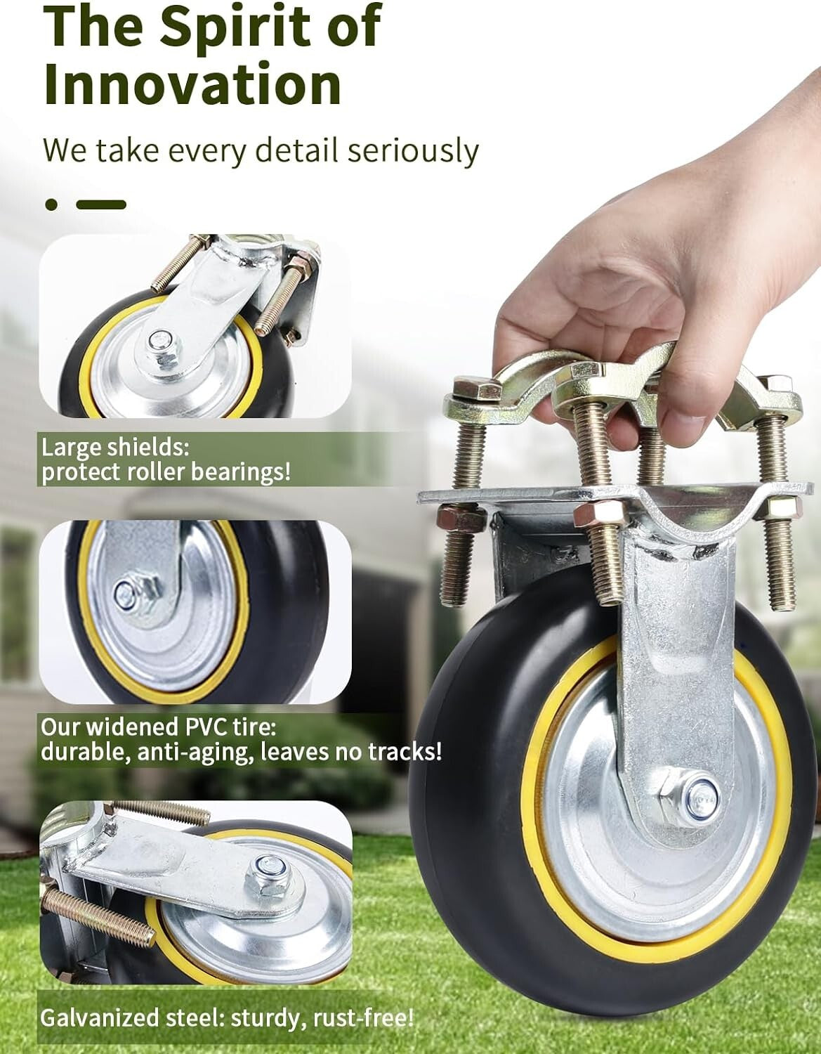 Easy Install 6" Gate Wheels for Metal Gates - Complete with Mounting Hardware