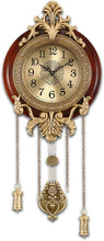 Load image into Gallery viewer, Stylish Brown Wall Clock with Pendulum – Silent, Battery Operated Elegance