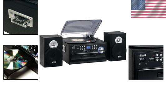Classic 3-Speed Turntable with CD/Cassette System and AM/FM Radio - Sleek Design