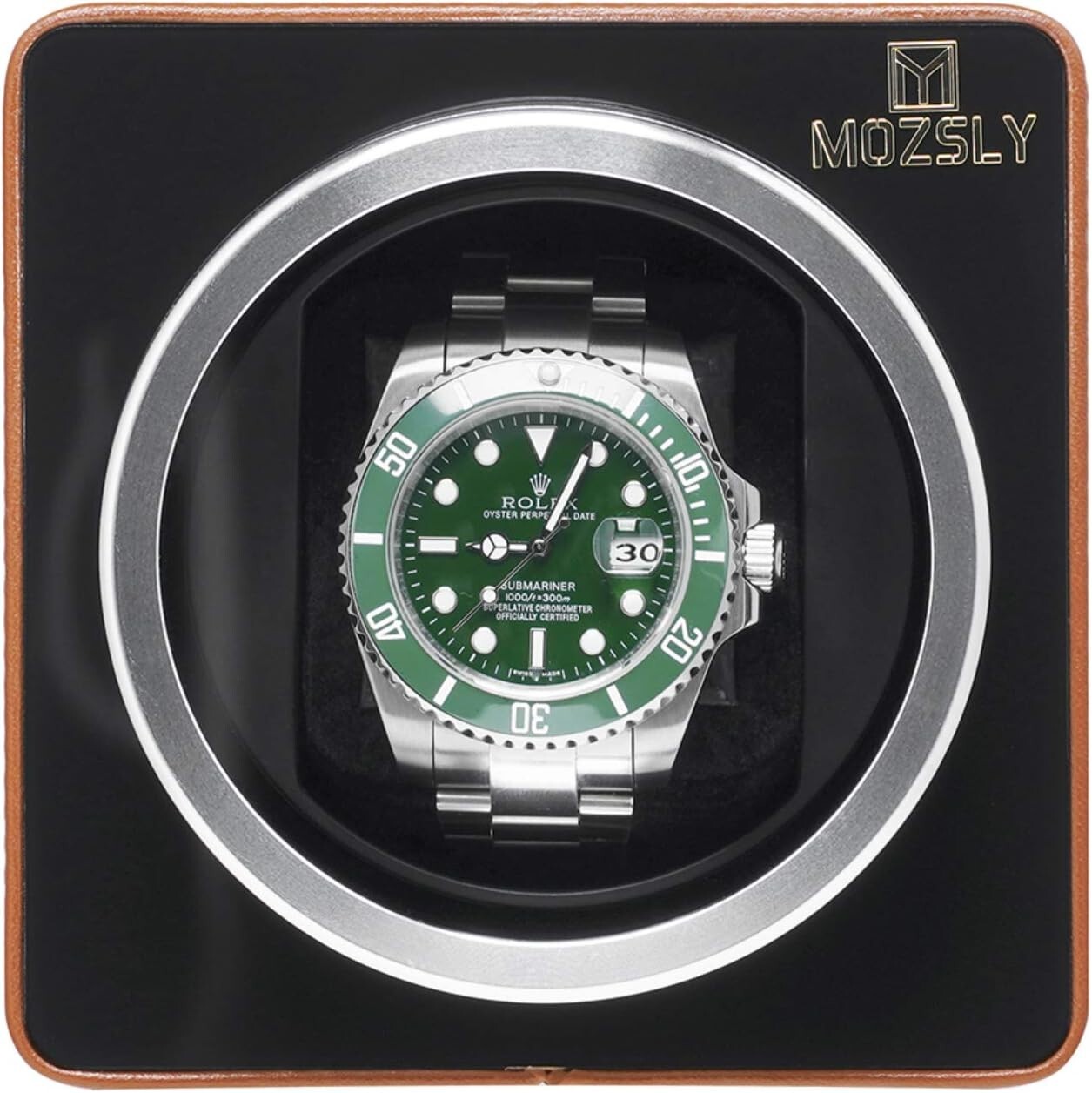 Elegant Faux Leather Watch Winder with 12 Rotation Modes & Soft Pillows