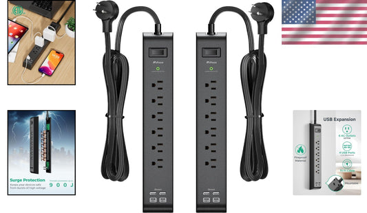 900 Joules Surge Protector with 6 AC Outlets and 4 USB Ports for Home Office